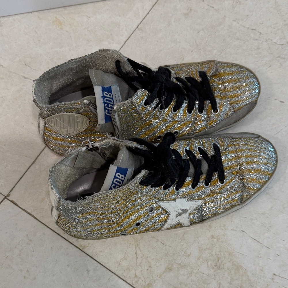 Golden Goose Kids Glitter Sneakers - Gold and Black